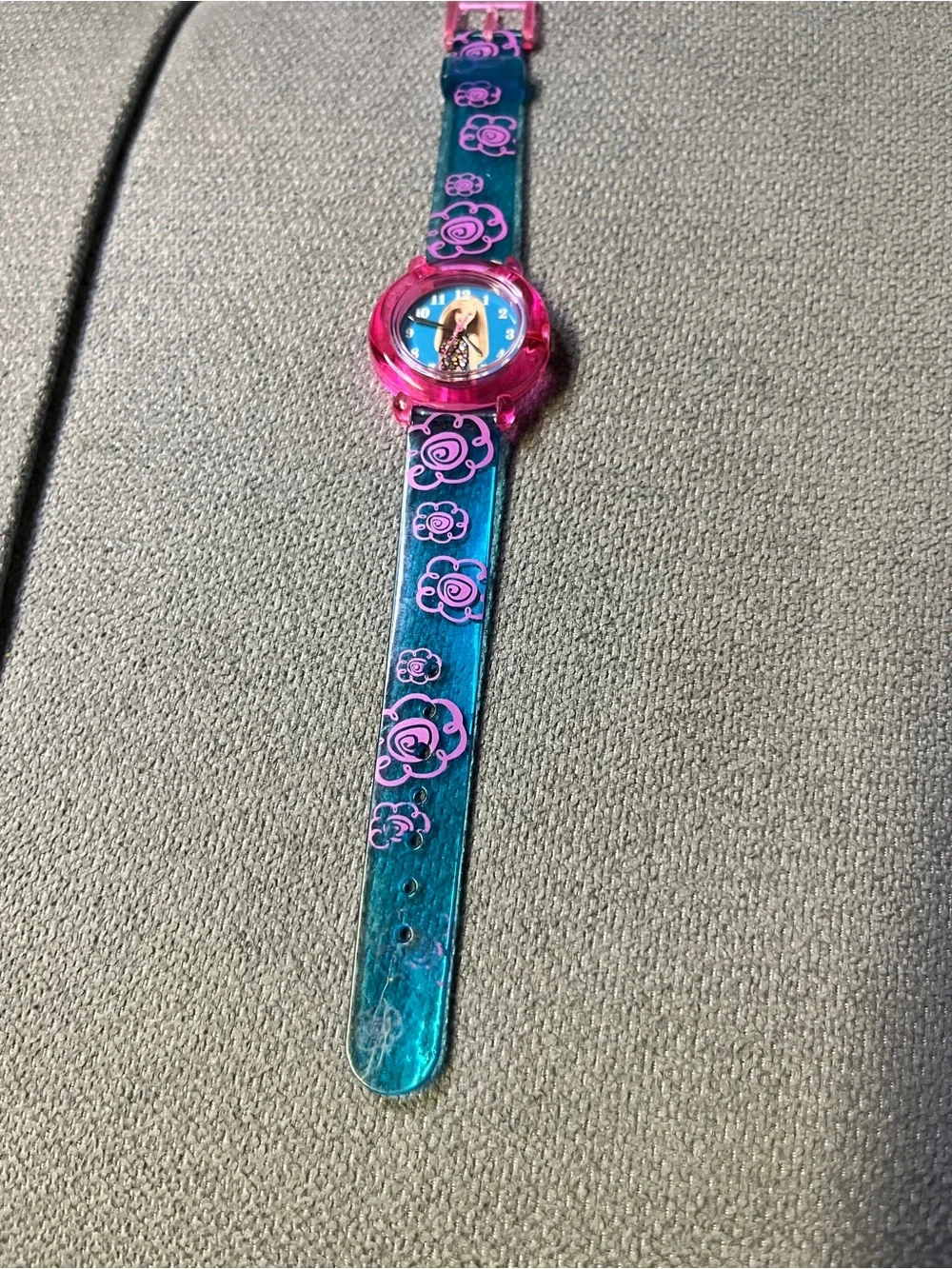 Vintage Y2K Barbie Translucent Blue Floral Watch by SII Marketing Mattel